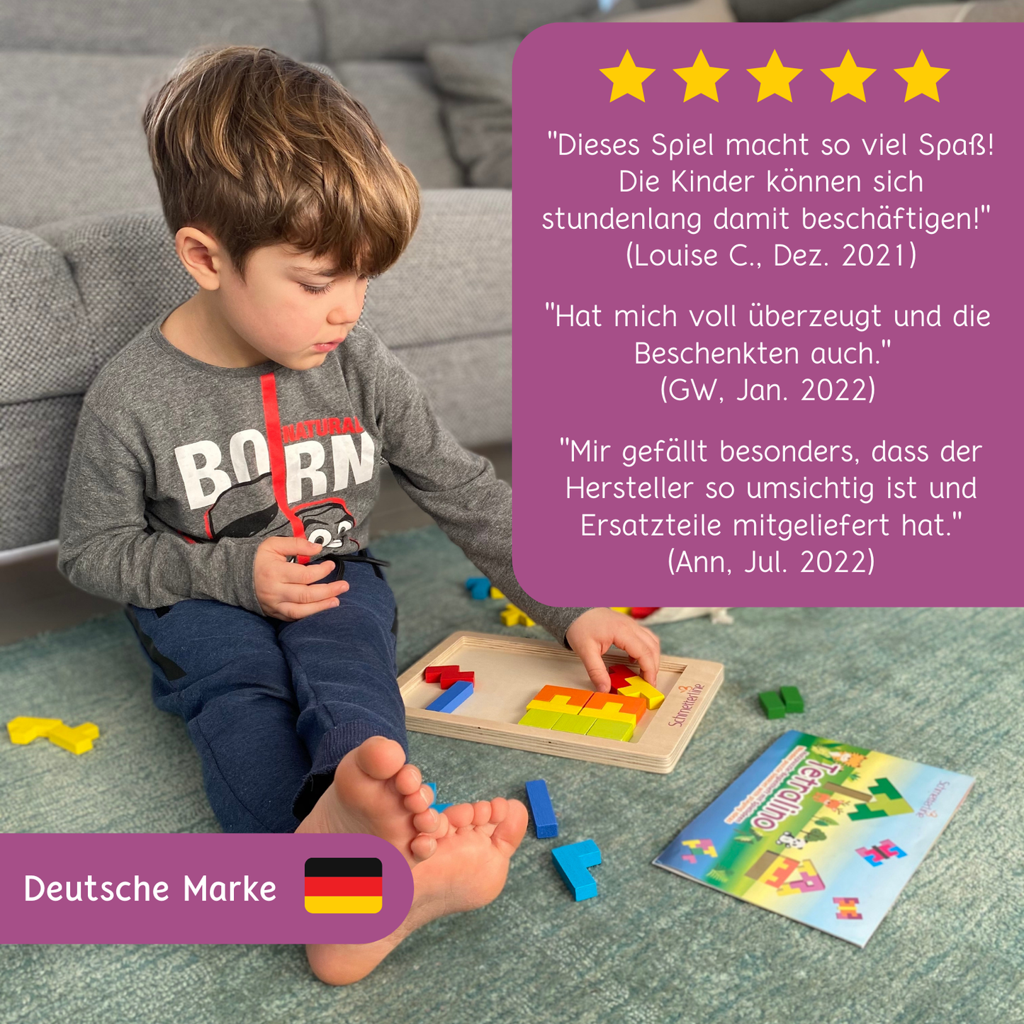 "Tetralino" - Hochwertiges Holzpuzzle zur Förderung von Motorik