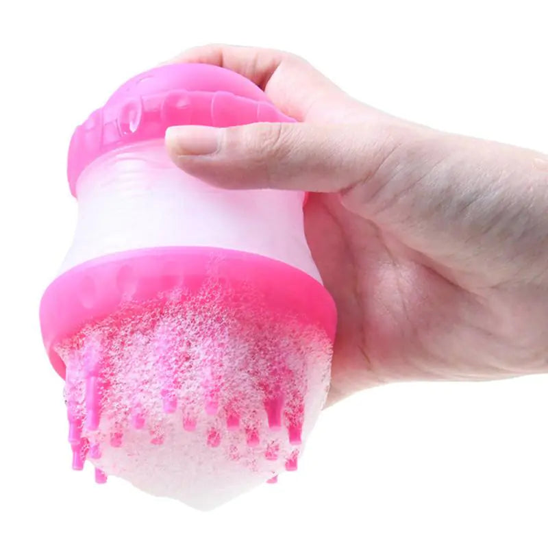Pet Bath Brush for Cats and Dogs with Shampoo Storage