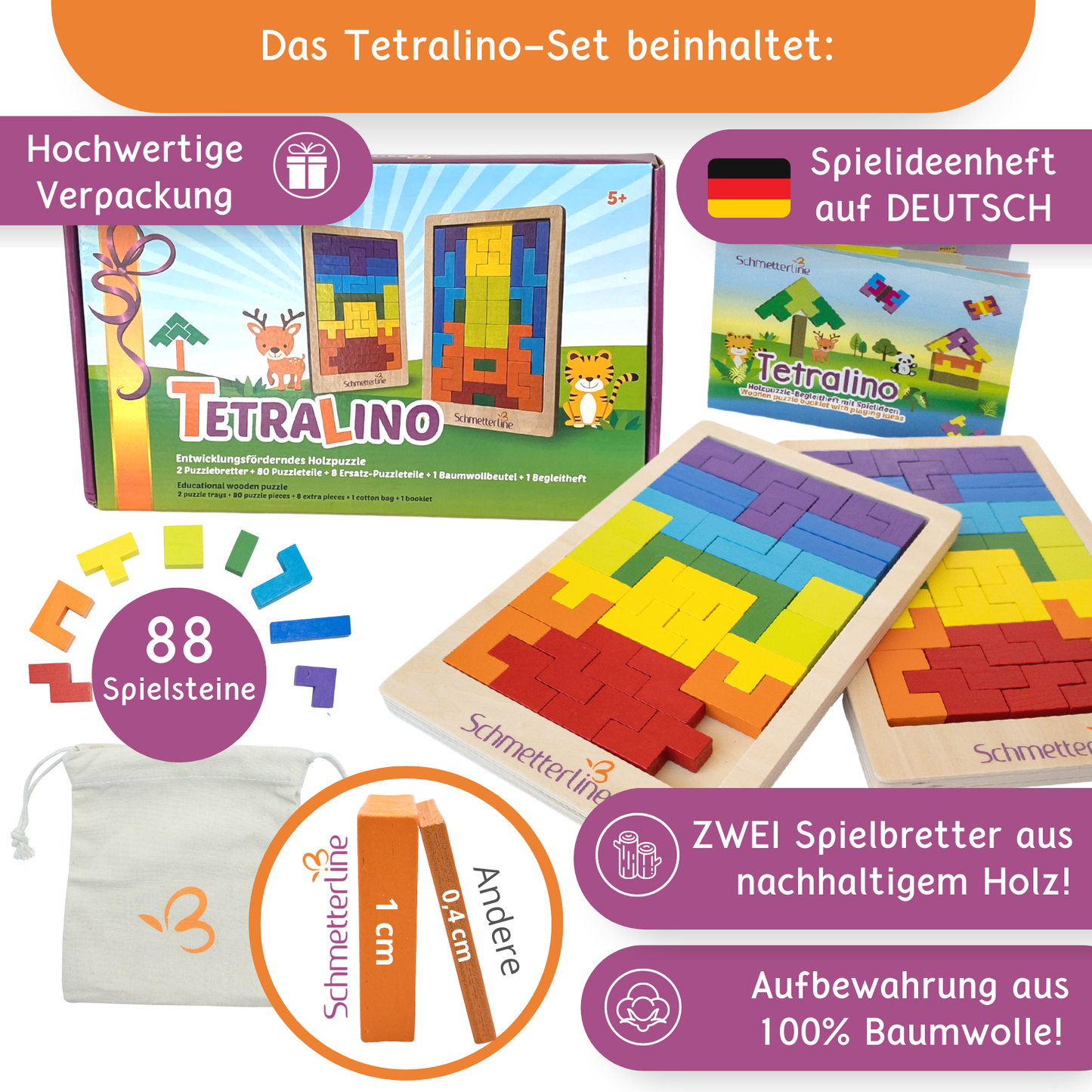 "Tetralino" - Hochwertiges Holzpuzzle zur Förderung von Motorik