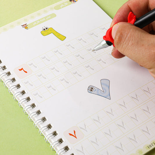 Arabic Magic Book – Reusable Grooved Handwriting &amp; Calligraphy Practice Set (4 Books + Pen Refills)