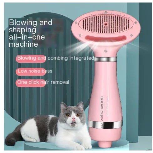 2-in-1 Pet Grooming Brush with Heated Blow Dryer