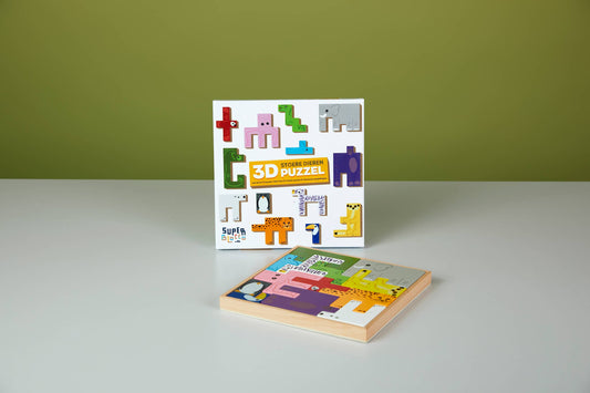3D-Puzzle mit harten Tieren | Formen-Puzzle
