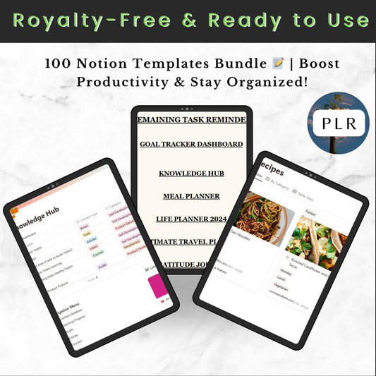 100 Notion Templates Bundle 📝 | Boost Productivity &amp; Stay Organized!