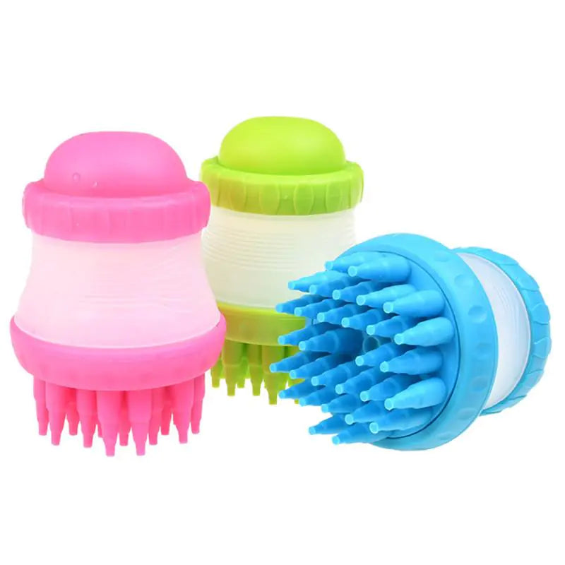 Pet Bath Brush for Cats and Dogs with Shampoo Storage
