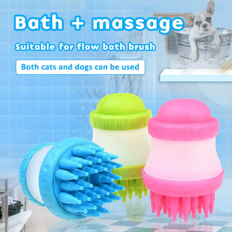 Pet Bath Brush for Cats and Dogs with Shampoo Storage