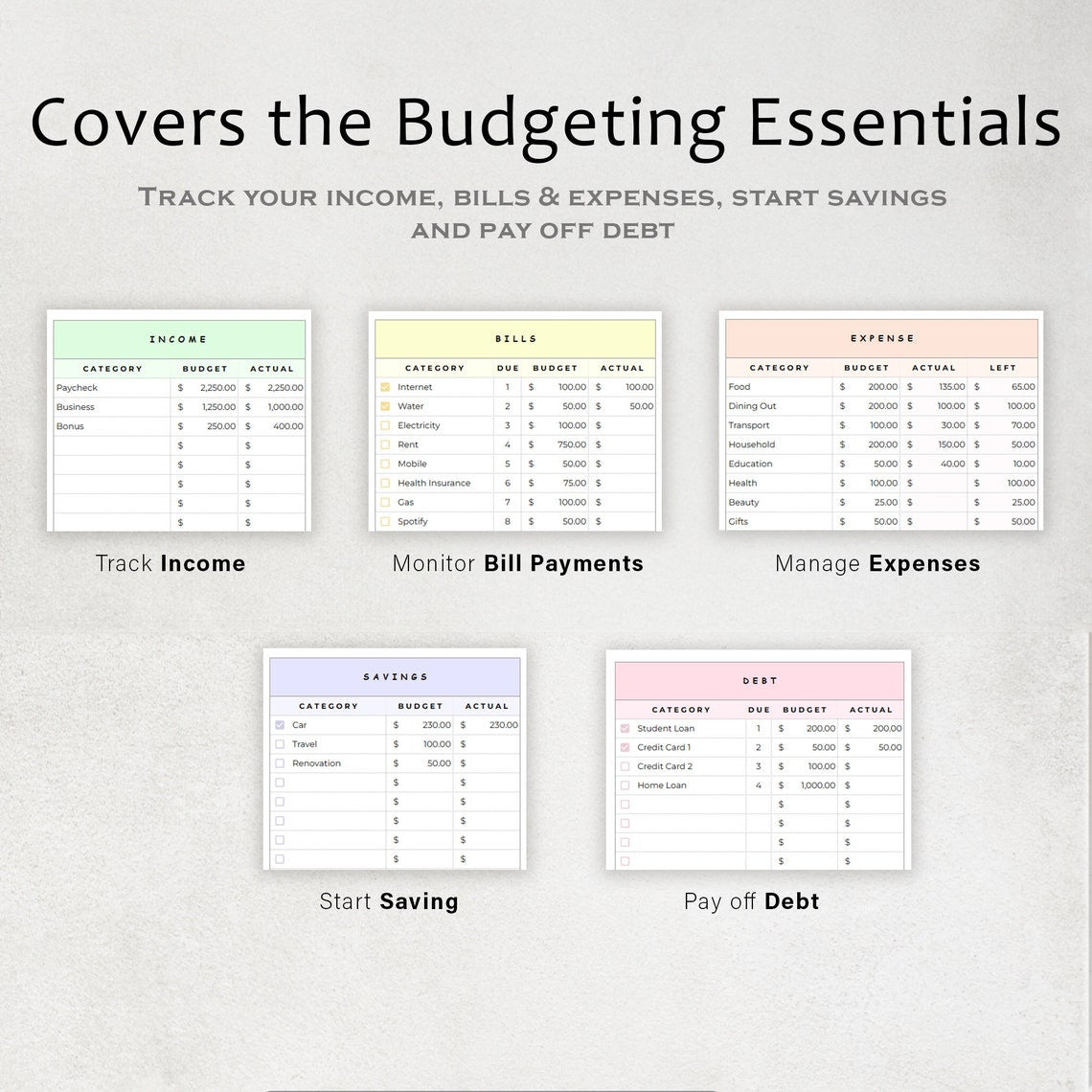 Simple Budget Planner – Google Sheets & Excel