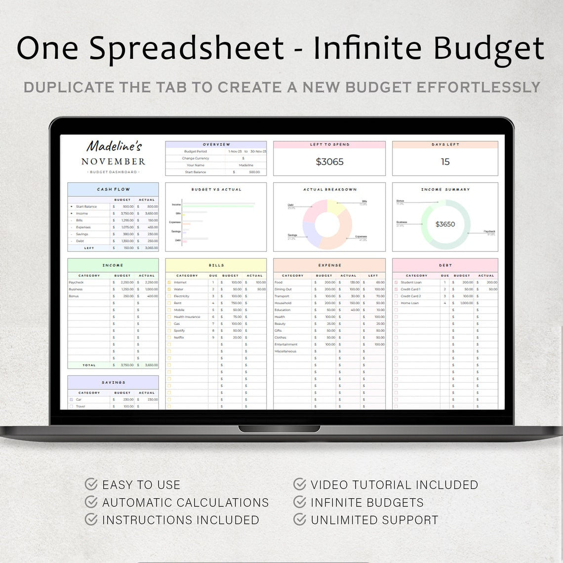 Simple Budget Planner – Google Sheets & Excel